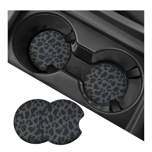 2PCS Car Cup Holder Coasters, Leopard Print Absorbent Rubber Insert Coaster with Finger Notch, Anti-Slip Drink Cup Mat Cute Vehicle Interior Accessories for Women Men (B13) - color: B13