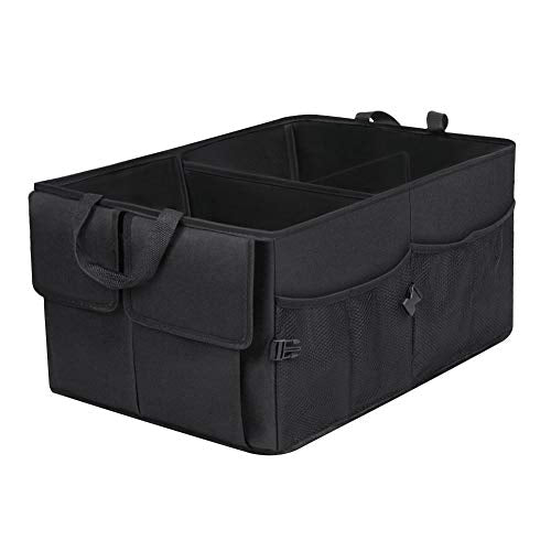 Car Trunk Backseat Organizer for SUV, 8 Pocket Waterproof, Dust-proof, Sturdy Foldable Cargo Net Storage for More Trunk Space with Adjustable Straps, Black