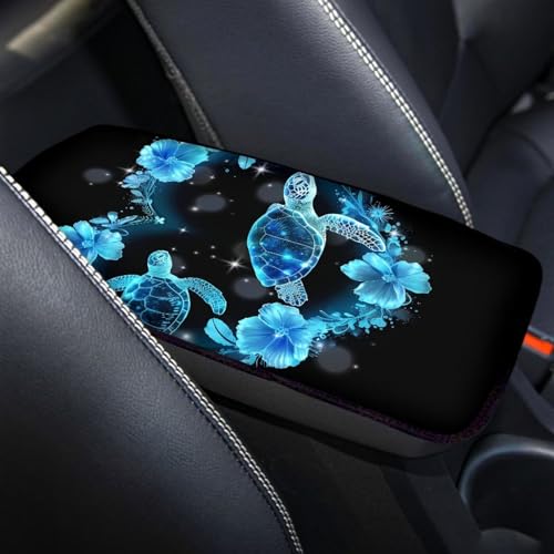 UNICEU Sea Turtle Auto Center Console Cover Pad Universal Fit for SUV Truck Cars Armrest Seat Box for Men Women - color: Sea Turtle