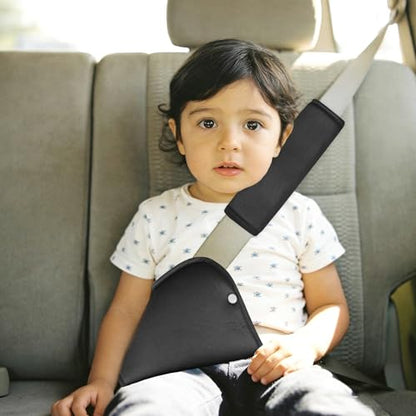 Kids Seat Belt Cover Pads, Universal Seat Belt Adjuster for Kids, HNHUAMING Kid's Shoulder & Belly Protective Padding for Travel, Soft Breathable Car Seat Straps Pads for Children, Black - color: black