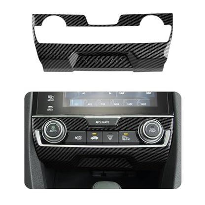 Air Condiitioning Center Console Panel Decals for 2016-2021 Honda Civic 10th Gen Accessories ABS Carbon Fiber Stickers, NOT for The CAR with Warmer Buttons - color: Air Condiitioning Panel