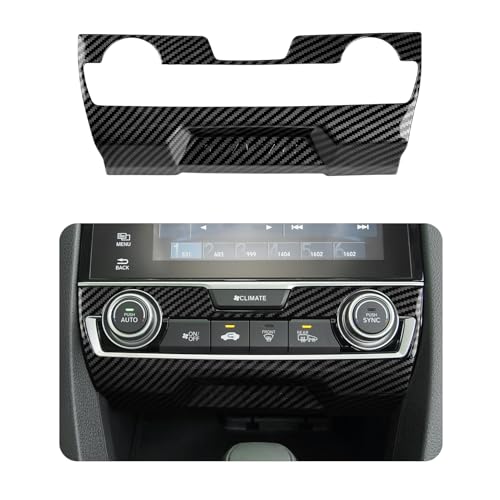 Air Condiitioning Center Console Panel Decals for 2016-2021 Honda Civic 10th Gen Accessories ABS Carbon Fiber Stickers, NOT for The CAR with Warmer Buttons - color: Air Condiitioning Panel