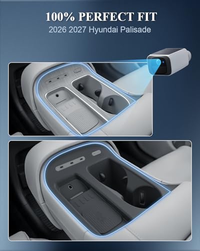 BIBIBO for 2026 Hyundai Palisade Center Console Organizer 2026 Hyundai Palisade Console Silicone Cup Holder Insert 2026 Palisade Console Insert Tray (Black) - color: Black-Cup Holder Organizer