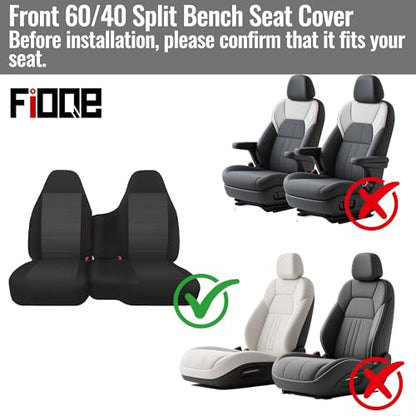 Front 60/40 Split Bench Seat Cover for Chevy Colorado GMC Canyon 2004-2012 Pickup Trucks, No-Armrest Design, Breathable Knitted Fabric with Soft Foam Lining-Black - size: without Console Armrest