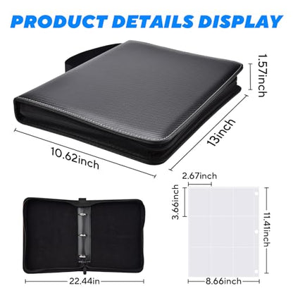 Portable 9-Pocket Trading Card Binder, Holds 1080 Cards with 60 Removable Double-Sided Sleeves, Baseball Card Binder Card Storage Organizer Album for Boys, Girls, Sports & Game Cards