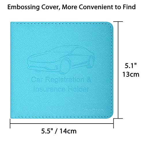 Car Insurance and Registration Holder, 5.5 x 5 Inch PU Leather Vehicle Glove Box Organizer Wallet Case for Insurance Card, Driver License, Paperwork - Mint Green - color: MintGreen