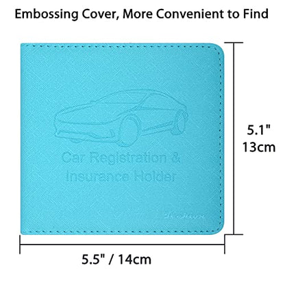 Car Insurance and Registration Holder, 5.5 x 5 Inch PU Leather Vehicle Glove Box Organizer Wallet Case for Insurance Card, Driver License, Paperwork - Mint Green - color: MintGreen