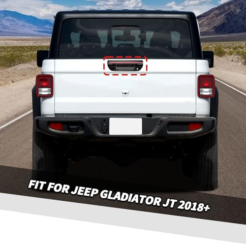 Jimen Fit for Jeep Gladiator JT 2020-2025, 2PCS Tailgate Door Handle Cover Trim (Black) - color: Black