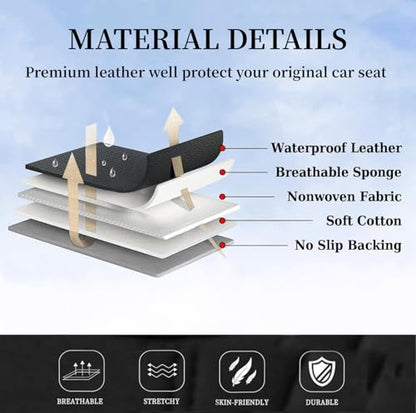 Coverado Seat Covers, Car Seat Covers Front Seats, Black Seat Cover, Waterproof Car Seat Cushion, Front Car Seat Covers Leatherette Car Seat Protector Universal Fit Most Cars - color: Air Backrest-Black, size: Front