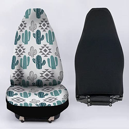 Howilath Aztec Southwest Cactus Printed Seat Covers for Men Car Seat Covers, 2pcs Car Accessories High Back Front Seat Covers - color: Aztec Southwest Cactus - White