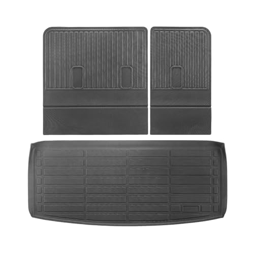 VEVOR Cargo Mats Compatible Tahoe & GMC Yukon 2021-2024, Custom Fit TPE Cargo Liner Set for SUVs, Trunk and Rear Back Seat Protector Replacement, Trunk Mat and Backrest Mats - style: Tahoe/GMC Yukon 2021-2024