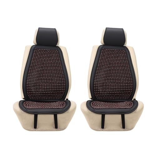 Blueshyhall Cooling Wooden Beaded Car Seat Cover Comfortable Massage Support Cushion for SUV Auto Office Home Seat Chair - Red 2 Pcs - color: Red