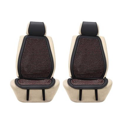 Blueshyhall Cooling Wooden Beaded Car Seat Cover Comfortable Massage Support Cushion for SUV Auto Office Home Seat Chair - Red 2 Pcs - color: Red
