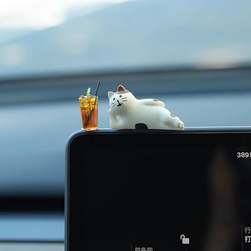 Cute Lucky Cat Collectibles Figurines Car Dashboard Decorations Accessories Interior for Women Men, Mini Animal Action Figures Statues for Rearview Mirrors Car Dash Board Decoration Windows Ornaments - color: C7