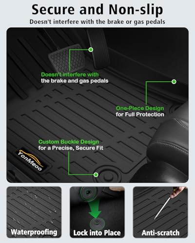 Floor Mats for Chevy Traverse 2024-2026 & GMC Acadia 2024-2026 & Buick Enclave 2025-2026 (Only 7 Seats) All Weather TPE Set Cargo Liner Door Sill Protectors Accessories, Black - size: For GMC Acadia 7 seats 2024-2026