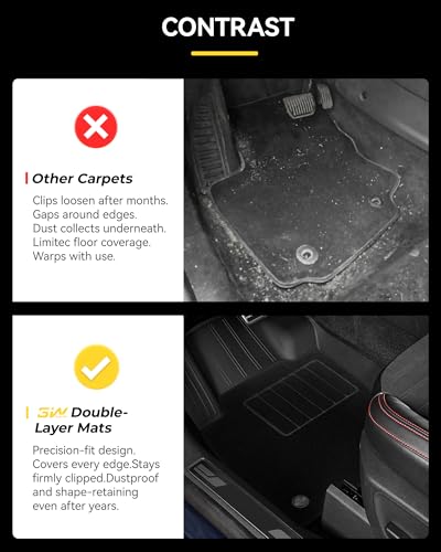 3W Floor Mats & Carpets Custom Fit Toyota Tacoma 2016-2023 (Only for Double Cab and Automatic), TPE Floor Liner Thickened Carpet with Safety Locks and Driver Heel Pad for Tacoma Cars Accessory - size: 6. Tacoma|16-23|Floor Mats&Full Carpet