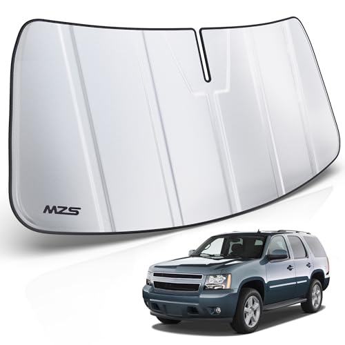 MZS Windshield Sun Shade Compatible with Suburban/Avalanche/Tahoe/Escalade/Yukon 2007-2014, Foldable Car Sun Shield with Storage Pouch, Front Window Visor Sunshade for Interior Protector - size: Silverado / Sierra 1500 2500 3500 2007-2014