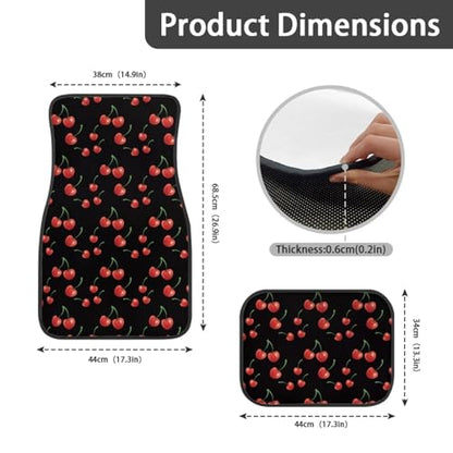 Red Cherry Black Automotive Floor Mats Front and Rear Car Mat Carpet Set 4 Pcs Fit for SUV,Vans,sedans,Trucks - color: Red Cherry Black