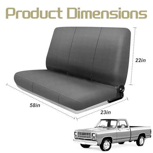 Jokuye Skin-Friendly Corduroy Fabric Truck Bench Seat Cover Universal Fit for Ford Chevrolet Dodge Full Size Pickup Trucks, with Storage Pockets - Gray - color: Gray, size: Corduroy