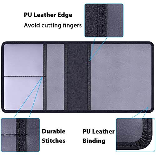 Car Insurance and Registration Holder, 5.5 x 5 Inch PU Leather Vehicle Glove Box Organizer Wallet Case for Insurance Card, Driver License, Paperwork - Black - color: Black