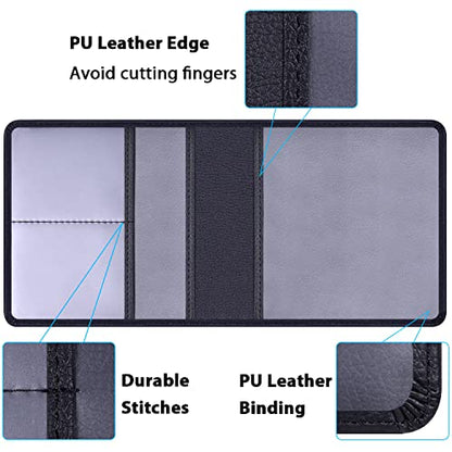 Car Insurance and Registration Holder, 5.5 x 5 Inch PU Leather Vehicle Glove Box Organizer Wallet Case for Insurance Card, Driver License, Paperwork - Black - color: Black