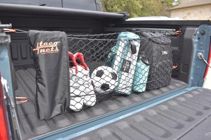 TacoNets Envelope Cargo Net for Ford Maverick - Fits 2022-Current - Upgraded 5mm Bungee - Integrated Storage Bag - Heavy Duty Carabiners - Designed in USA - style: Ford Maverick 2022+