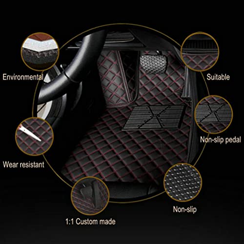 TAHALI Car Floor Mats (Black Red Stripe, 3D) - Luxury Leather, Custom Fit for 99.9% Sedan SUV Sports, All-Weather, Waterproof, Non-Slip, Environmentally Friendly - color: Black Red stripe