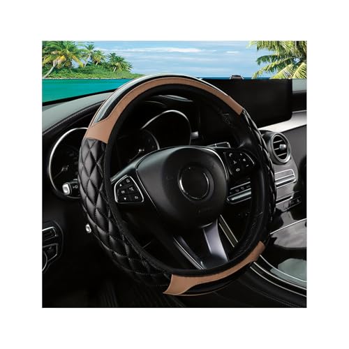 Car Steering Wheel Cover, 14.5-15inch Leather Anti-Slip Car Wheel Cover Protector, Safety Comfortable Desgin, Universal Auto Steering Wheels Accessories for Cars Truck SUV (Beige) - color: Beige