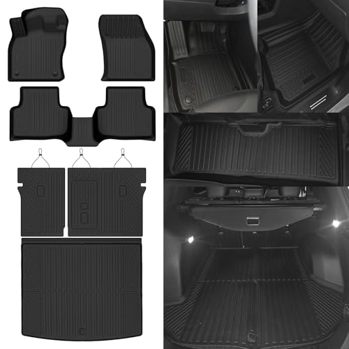 Custom Fit Floor Mats for VW Taos 2022-2026 AWD (Only Fit Cargo in Upper Deck Position), All Weather TPE Floor Liners with Trunk Mat & Backrest Protectors, Odorless Full Set Interior Accessories - size: 20)Taos AWD Set|2022-2026