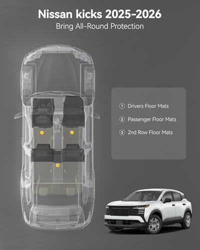 3W Floor Mats Fit for Nissan Kicks 2025 2026 (Not Fit Play Version) Accessories TPE All Weather Floor Liner, 1st and 2nd Row Car Mats Tunk Mats Full (NOT for Play Version) - size: 6.Kicks|25|Floor Mats