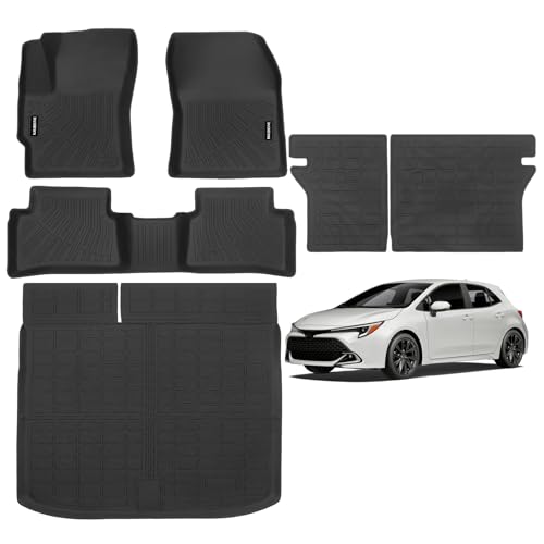 Naibeve Floor Mats for Toyota Corolla Hatchback 2019-2025 2026(Not for Corolla Cross & Sedan)- All Weather for Corolla Hatchback Floor Mats Trunk Mat Backrest Mats Accessories - size: 1)Corolla Hatchback|2019-2026