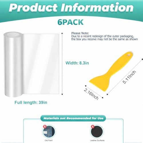 FTSTC Door Protector from Dog Scratching, [Thicken] 6 Pack Clear Training Self Adhesive Tape for Dogs,Cat Scratch Door Frame Protector,Anti Dog Scratch Door Guard (6Roll Total 240'') - size: 6 Rolls (Total 240 inch)