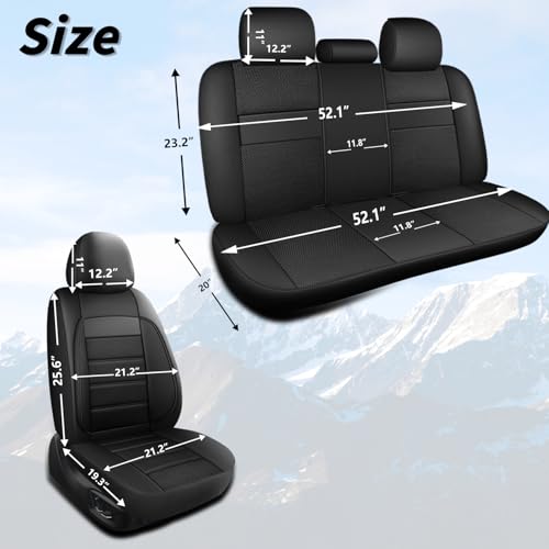 HChengkikz Seat Covers, Car Seat Covers Front Seats, Leather 3D Foam Back Support Car Seat Cover, Air Mesh Automotive Seat Covers, Airbag Compatible, Universal Fit Most Cars, Vans, Trucks, SUVs (2PCS) - color: N6 Black, size: Front Seat