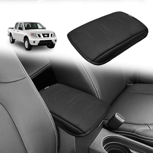 Center Console Armrest Cover Fit for Nissan Frontier 2005-2021 & Xterra 2005-2015 Accessories, Comfort Armrest Pad Console Lid Cushion Vegan Leather Regular Thick - size: 7) 05-21 |Frontier| Black, Regular