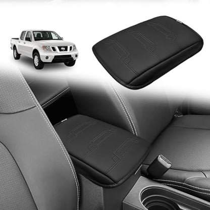 Center Console Armrest Cover Fit for Nissan Frontier 2005-2021 & Xterra 2005-2015 Accessories, Comfort Armrest Pad Console Lid Cushion Vegan Leather Regular Thick - size: 7) 05-21 |Frontier| Black, Regular