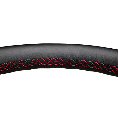 MEWANT Steering Wheel Cover for BMW F87 M2 F80 M3 F82 M4 M5 F12 F13 M6 F85 X2 X5 M F86 X6 M F33 F30 M Sport Microfiber Leather Hand Sewing Steering Wheel Wrap - color: no stripe + red thread