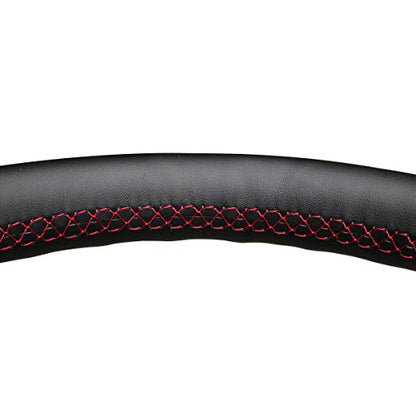 MEWANT Steering Wheel Cover for BMW F87 M2 F80 M3 F82 M4 M5 F12 F13 M6 F85 X2 X5 M F86 X6 M F33 F30 M Sport Microfiber Leather Hand Sewing Steering Wheel Wrap - color: no stripe + red thread