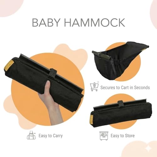 Shopping Cart Hammock – Infant Seat for Grocery Carts – Holds Car Seats Securely – Compatible with Select 4-Seater Wagons (20–24” Wide) – Supports Up to 50 lbs – Black