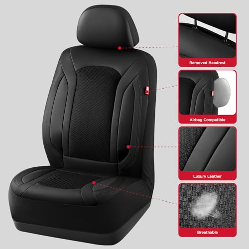 Rubbermaid Leather Mesh Car Seat Covers, Breathable Air Mesh Front Seat Cover, Universal Fit Slip-on Design, Airbag Compatible, Automotive Seat Protector for Most Cars, SUVs, Trucks, Vans-Black - color: Black