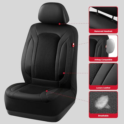 Rubbermaid Leather Mesh Car Seat Covers, Breathable Air Mesh Front Seat Cover, Universal Fit Slip-on Design, Airbag Compatible, Automotive Seat Protector for Most Cars, SUVs, Trucks, Vans-Black - color: Black