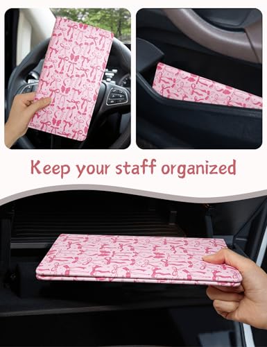 Mymazn Car Registration and Insurance Holder, PU Leather Glove Box Car Organizer with Magnetic Closure, Car Document Holder for Driver's License & Essential Documents (Pink) - color: Pink
