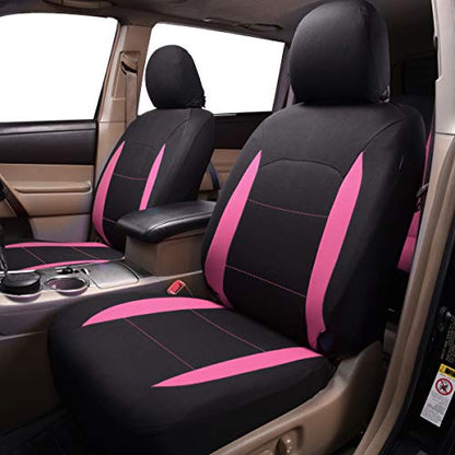 Flying Banner Car Seat Covers Front Seats Rear Bench Polyester car seat Protectors Easy installations Rear Bench Split Classic Man Lady Truck - color: Black Pink