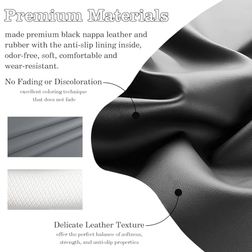 Black Gray Car Steering Wheel Cover, Nappa Leather, Bottom Color Blocking, Universal 14.5-15 Inch Leather Anti-Slip Breathable Auto Steering Wheel Covers for Men Women - color: Black Gray