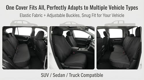 Dog Car Seat Cover for Pets - 100% Waterproof 600D Oxford Heavy Duty Hammock Style Scratch Proof Non Slip Back Seat Protector with Side Flaps, Fits Cars Trucks SUVs, Black