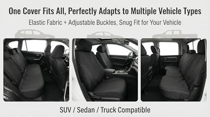 Dog Car Seat Cover for Pets - 100% Waterproof 600D Oxford Heavy Duty Hammock Style Scratch Proof Non Slip Back Seat Protector with Side Flaps, Fits Cars Trucks SUVs, Black