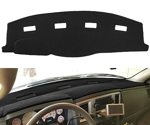 Yiz Dashboard Cover Dash Mat Pad Custom Fit for 2006-2008 Dodge Ram 1500 2500 3500,2009 Ram 2500 3500 4500 5500,2010 Ram 4500 5500 Without Cutout for Dash Speakers (06-08 Black) J16 - color: 06-08 Black