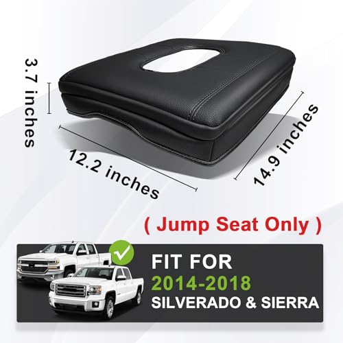 Muslogy Center Console Armrest Cover Fit for Chevy Silverado & GMC Sierra 1500 2500 3500HD 2014-2018 Accessories, Comfort Armrest Pad Console Lid Cushion Vegan Leather 1-Inch Thick(Split Bench Seat) - size: 1) 14-18 |Silverado & Sierra| Jump Seat, +Thick