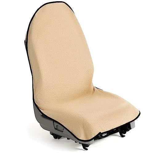 lebogner Waterproof Sweating Car Seat Cover for Post Gym Workout, Running, Swimming, Beach and Hiking, Universal Fit Anti-Slip Bucket Seat Protector for Cars, SUVs and Trucks, Machine Washable, Beige - color: Beige