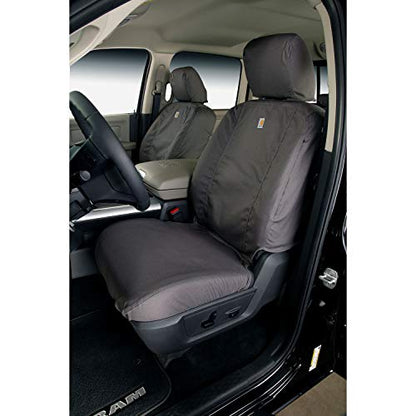Covercraft Carhartt SeatSaver Custom Seat Covers | Fits 2015-2018 Ford F-150 Crew Cab | 2nd Row 60/40 Bench Seat, Duck Weave Gravel