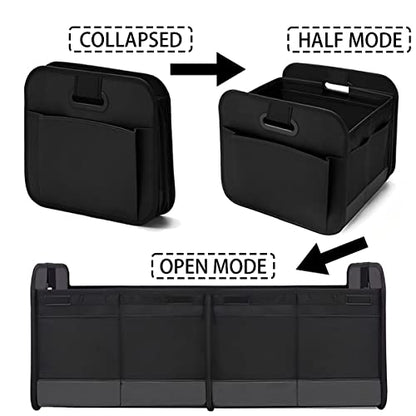 Car Trunk Organizer, Collapsible Waterproof Premium Oxford Cargo Storage, Multi-Compartment Foldable Trunk Groceries Organizer, Auto Accessories Universal for SUV Truck Sedan